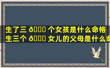 生了三 🐕 个女孩是什么命格「生三个 🍀 女儿的父母是什么命」